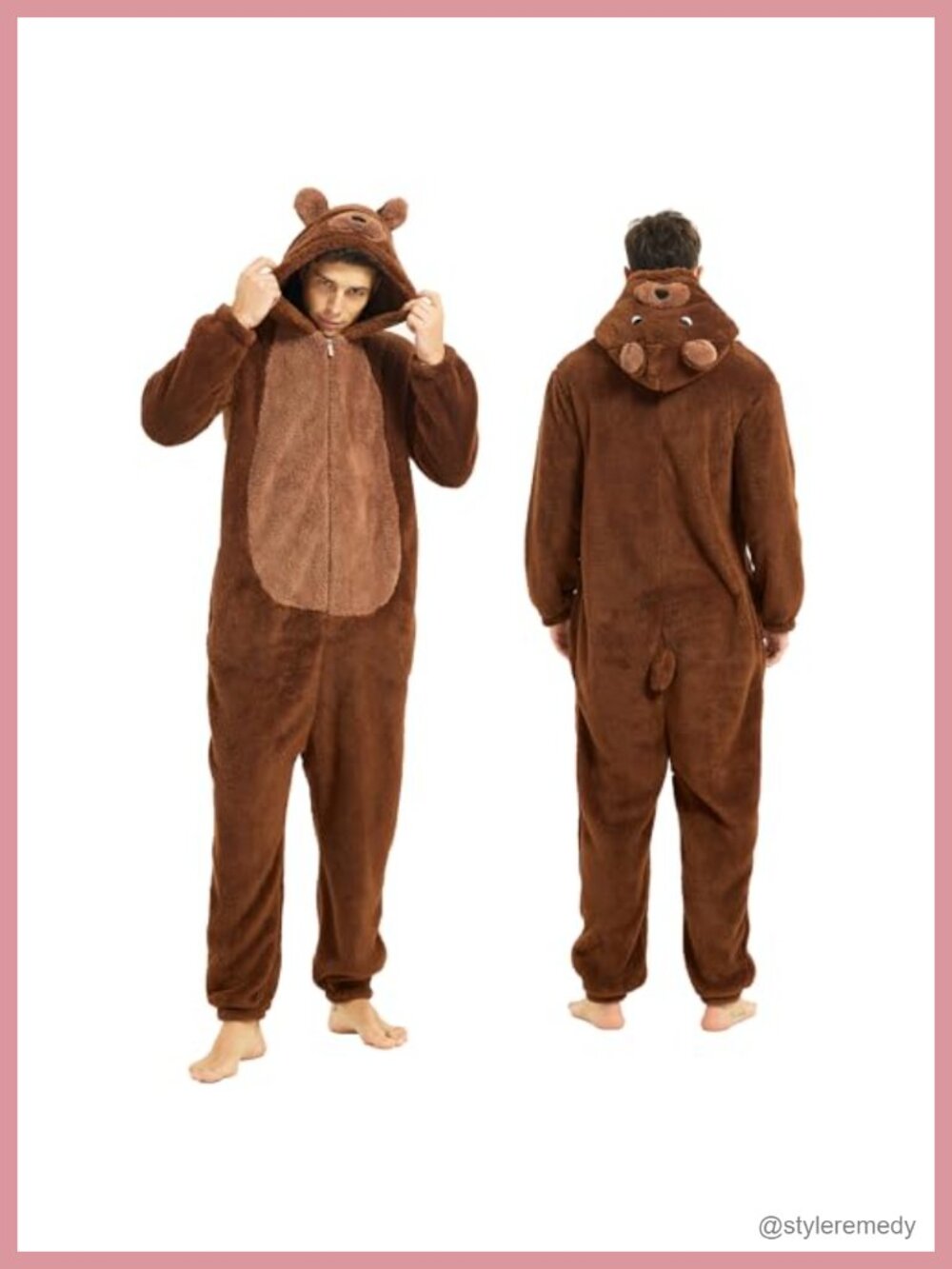 Adult Animal Onesie Costume Polar Fleece Hooded One-Piece Pajama